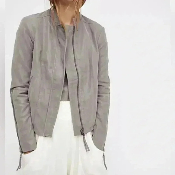 FREE PEOPLE COOL & CLEAN VEGAN LEATHER FITTED MOTO JACKET - SZ UNKNOWN - Picture 14 of 15